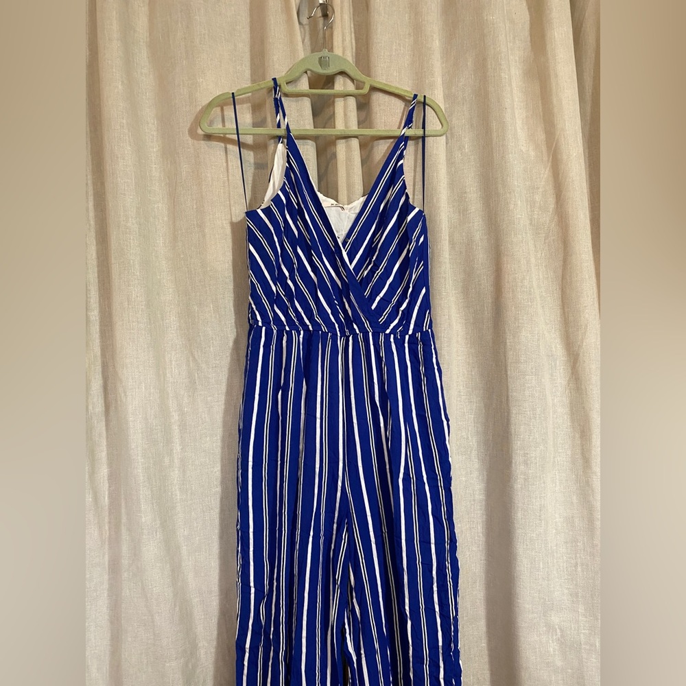 Blue & white stripped romper w/pants